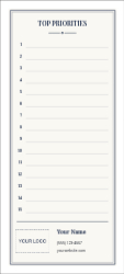 Custom 3.5" x 8" Notepad, Numbered Priorities