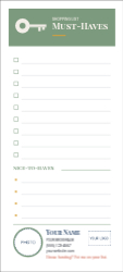 Custom 3.5" x 8" Notepad, Must-Haves Shopping List