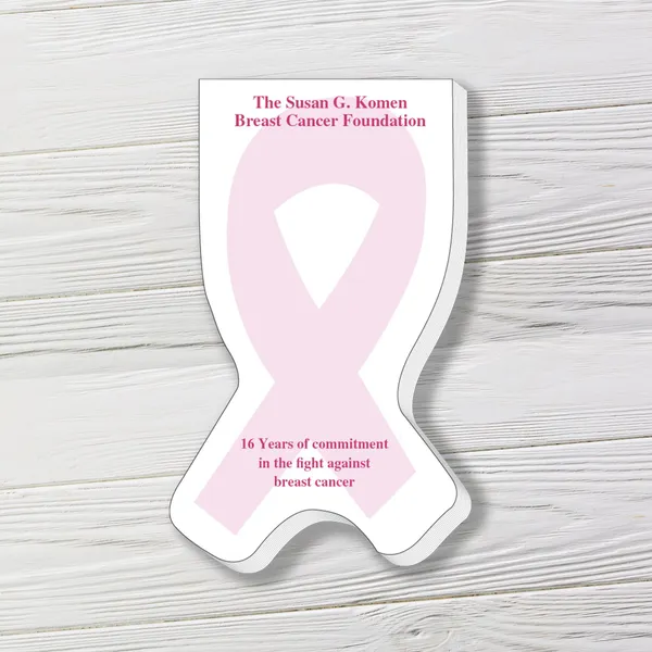 Pink ribbon scratch pad 4x7 inches, 50 sheets, custom notepad for awareness campaigns