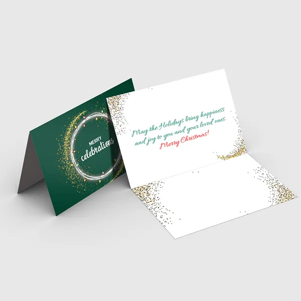 100lb Gloss Cover Greeting Cards Green and white 100lb gloss cover greeting cards with gold speckles and circular design details