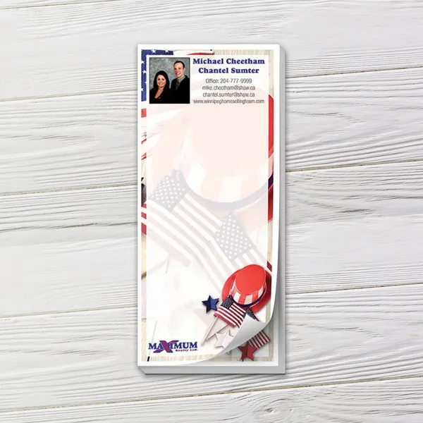 Patriotic Picnic custom notepad with red, white, and blue Americana design elements