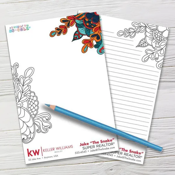 Things to Do-odle Coloring Pads 5.5x8.25 Custom Notepad with Vibrant Doodle Design