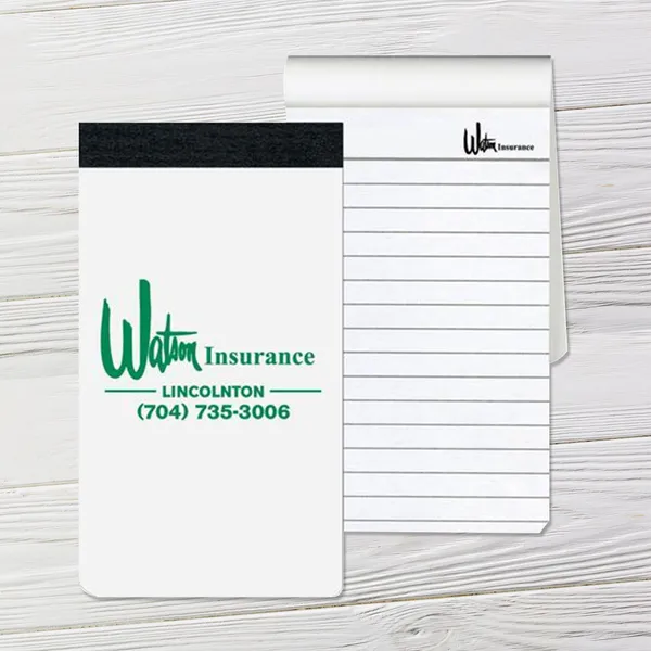 Taped memo book 2.75x5 inch custom notepad with green and white design