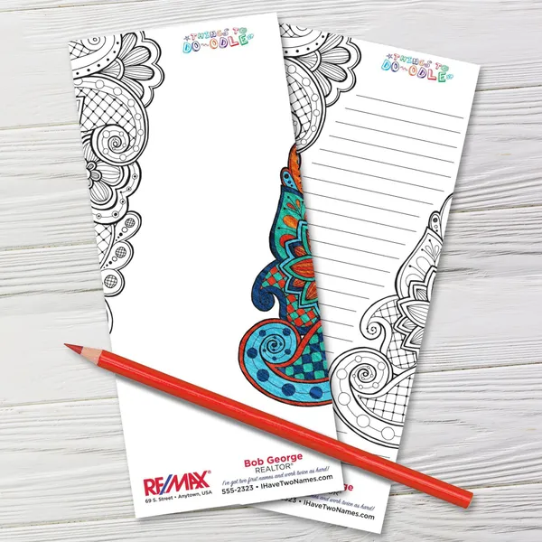 Things To Do-odle Coloring Pads 3.5x8 custom notepad with doodle border design and lined space