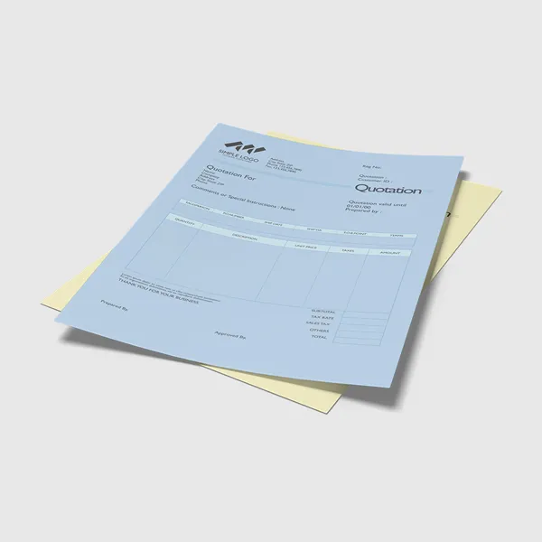 2-part NCR Forms w Variable Numbering Blue and yellow 2-part NCR form with variable numbering, custom notepad promotional product