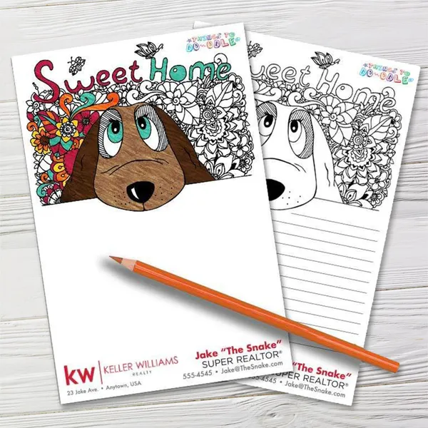 Things to Do-odle Coloring Pads 5.5x8.25 custom notepad with dog doodle design