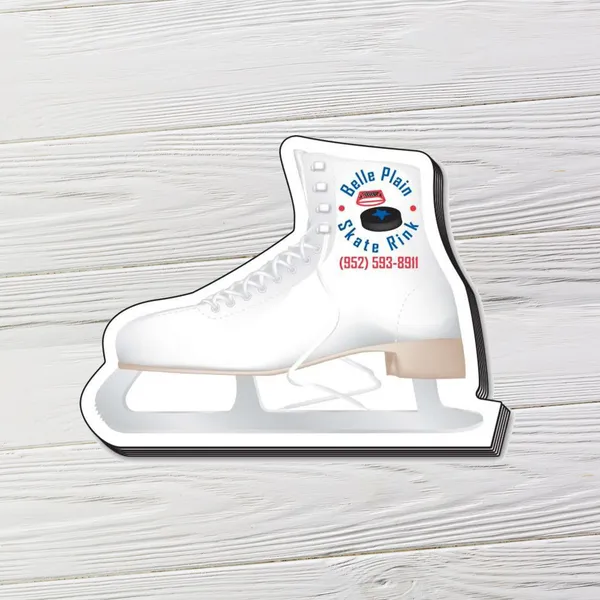 White ice skate shaped adhesive notes custom notepad