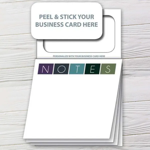 Magnetic sticky pad notepad with colorful "Notes" header, 20 sheets, white background, promotional product