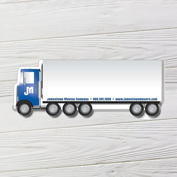 Stik-ON Shape Adhesive Notes truck with trailer custom notepad, blue and white design
