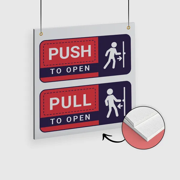 3mm PVC Signs - Red and navy push pull door signs promotional product