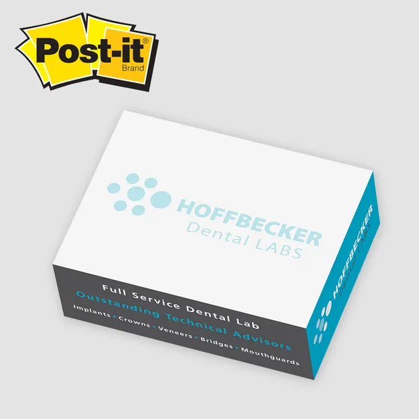 Custom printed rectangle notes cube 3"x4" with teal and gray color scheme