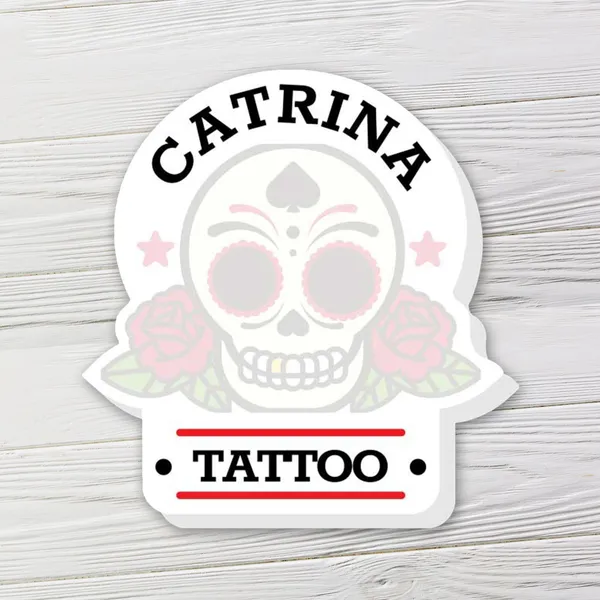 Custom shaped sticky notes with skull design, pink roses, white background, 4x6 or 5x5 inches