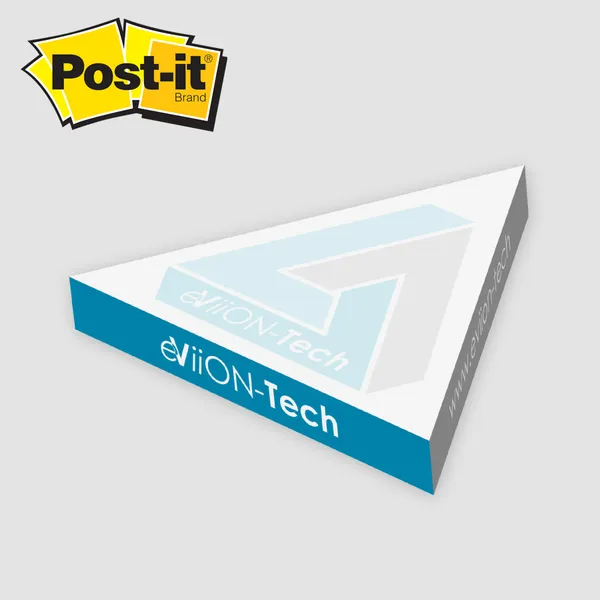 Custom Post-it® Note Triangle Slim Cube, 3-3/4" x 3-3/4" x 1/2" Post-it Custom Printed Notes Cube Triangle Slim in light blue and white promotional notepad
