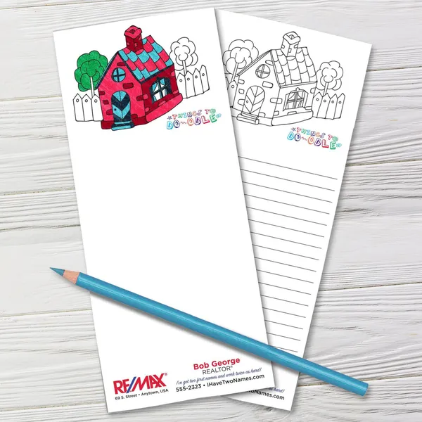 Things To Do-odle Coloring Pads 3.5x8 custom notepad with house design in red and white