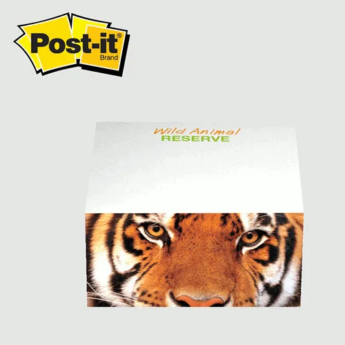 Custom Post-it® Note Half Cube, 2-3/4" x 2-3/4" x 1-3/8" Post-it custom notepad half-cube 2.75x2.75 inches with tiger wildlife design print