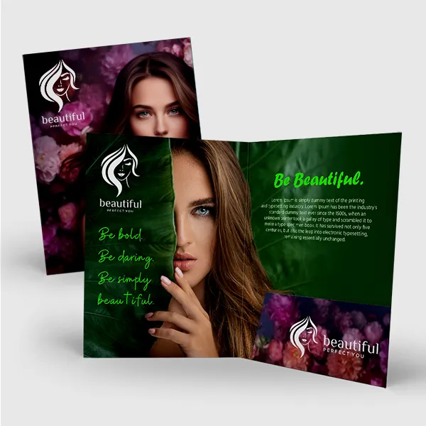6x9 presentation folder with purple and green color scheme, custom promotional product design