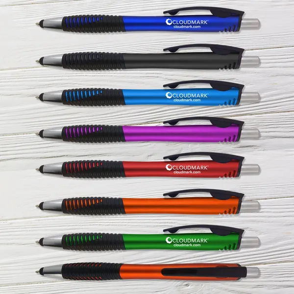 Matrix Stylus Pens in blue, black, magenta, red, orange, and green promotional products