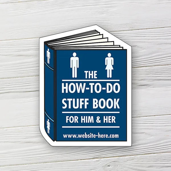 Magnet - Book Shape Blue book-shaped magnet with white text and figures, 2.375" x 3.125" custom promotional product
