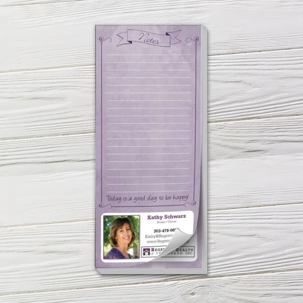 Purple Happy Notes List Pad custom notepad with lines and motivational message