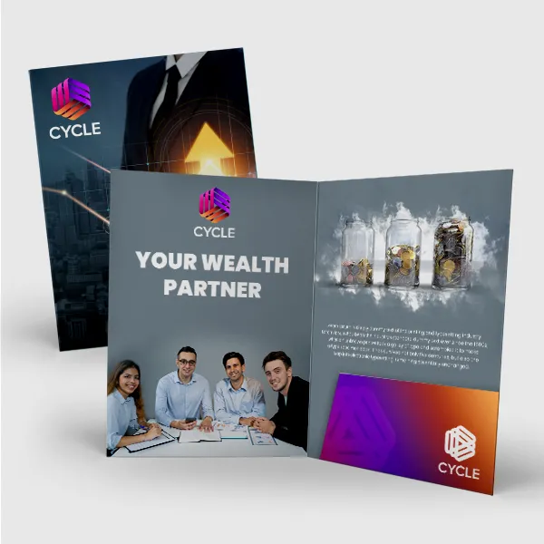 9x12 presentation folder in gray with purple and orange gradient custom promotional product