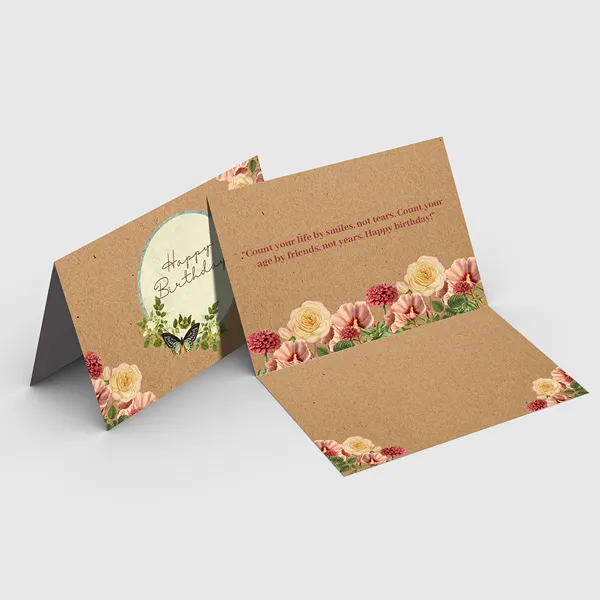 Brown Kraft Greeting Cards Brown kraft greeting cards with floral design and custom notepad insert