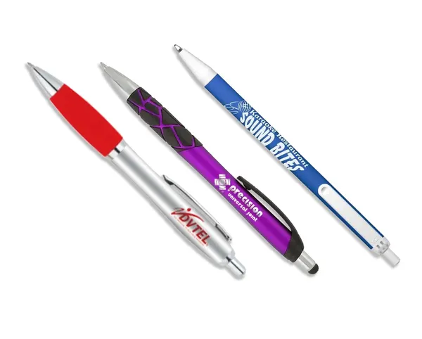 Custom click pens with logo imprint for business promotions and trade shows