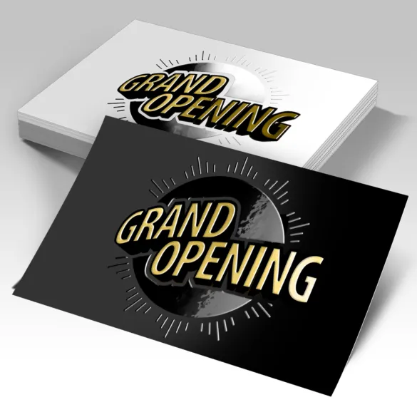 Dual Raised Postcards promotional notepad, black and white design with gold text