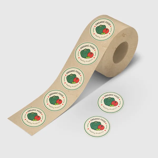 Eggshell Felt Roll Labels - Custom Organic Food Stickers in Cream and Green