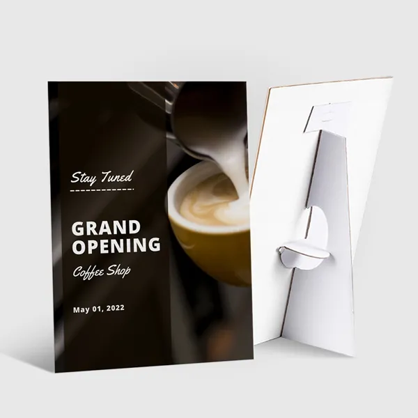 Foam Core Counter Cards Foam core counter card with black and white design, promotional product display stand