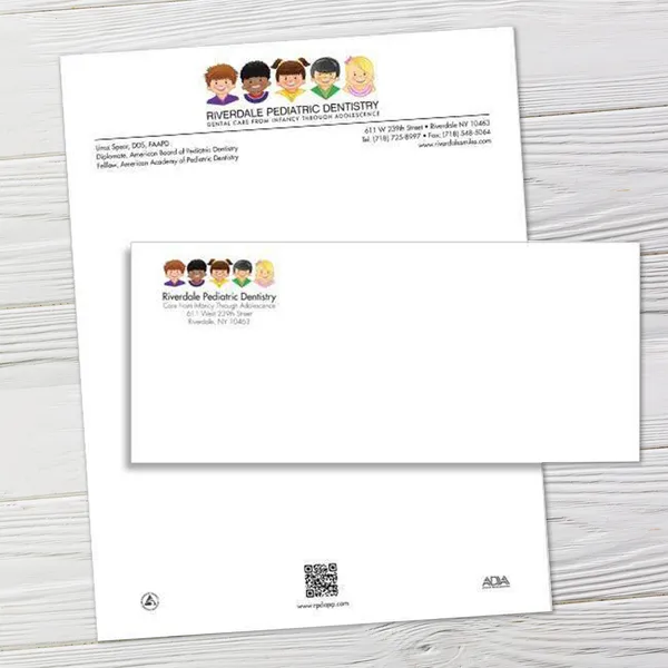 Full Color Letterhead & Envelopes Combo Full color letterhead and envelope combo custom notepad set in white with colorful children illustrations