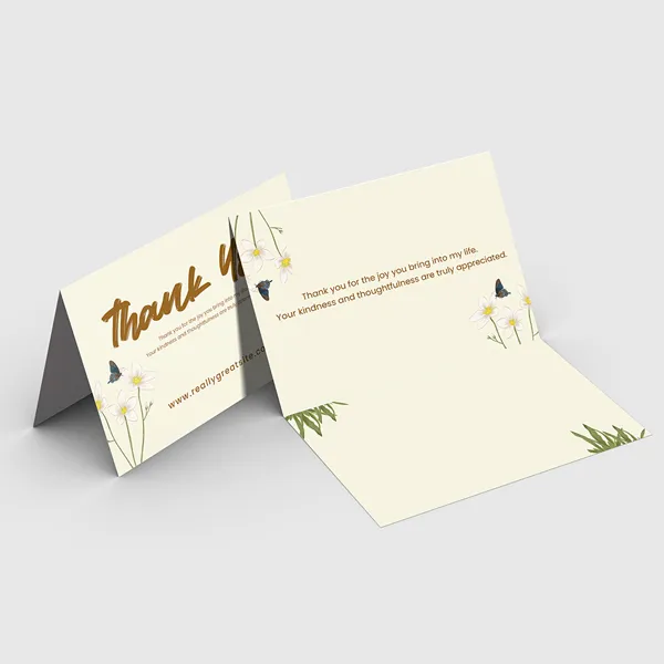 Natural Greeting Cards Natural Greeting Cards folded notecard with floral design and cream color scheme, promotional product