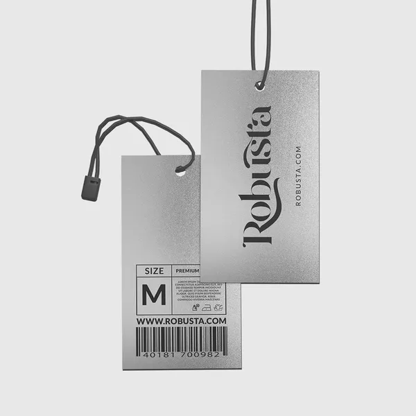 Pearl Hang Tags Pearl gray hang tags with black string, size M premium promotional product labels