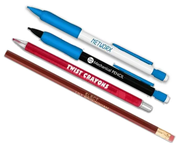 Custom branded pencils with logo imprint for school office and event promotions