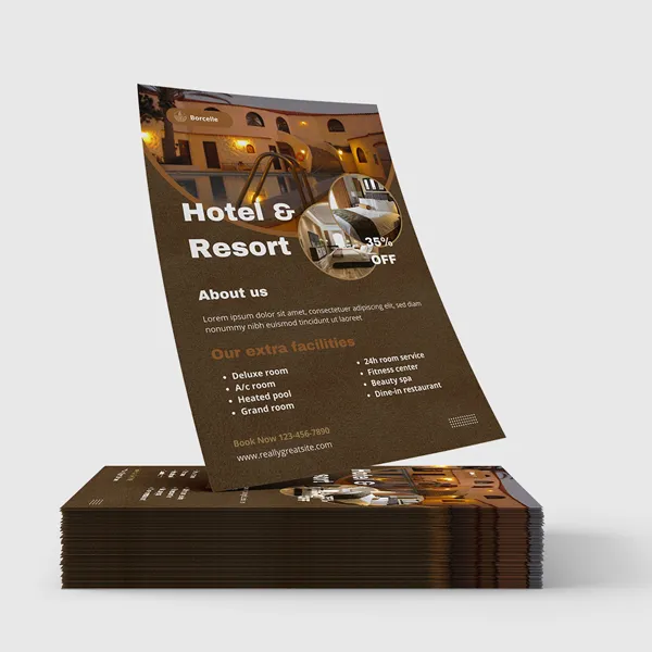 Suede Sell Sheets custom notepad brown warm tone hospitality design stack display