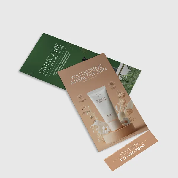 Tearoff Flyers Tearoff Flyers in green and tan with product mockup samples on white background