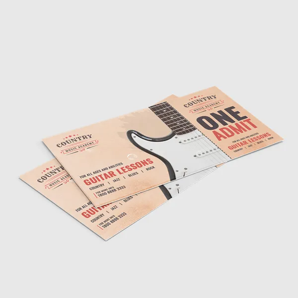 Tearoff Postcards Tan tearoff postcards with guitar design, custom notepad format
