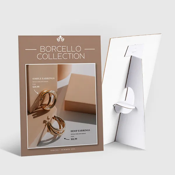 White PVC Counter Cards White PVC counter cards displaying jewelry promotional product mockup
