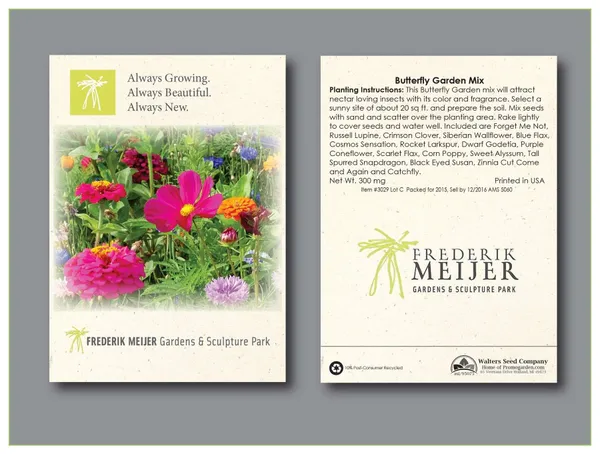 Custom Seed Packets - Butterfly Garden Butterfly Mix Flower Seed Packet promotional product with colorful garden image and cream background