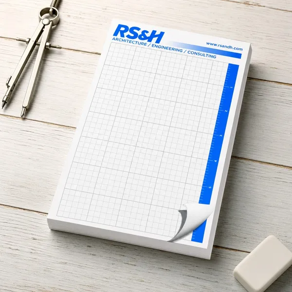 Custom Graph Paper Pad, 5.5" x 8.5" Custom graph paper notepad 5.5x8.5 blue white promotional product