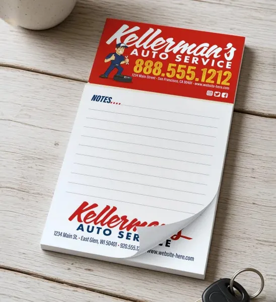 Custom magnetic notepads with logo for refrigerator and office visibility
