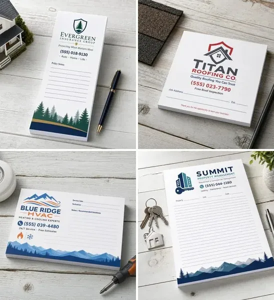 34 standard size custom notepads printed in full color for business marketing