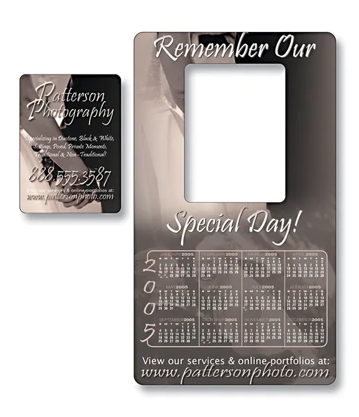 Picture frame punch shape custom notepad magnet, 4x7 inches, tan and black design