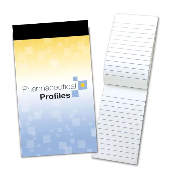 Custom Full Color Bound Flip Pad (3" x 5") Full Color Bound Flip Pad 3x5 custom notepad with yellow and blue gradient design