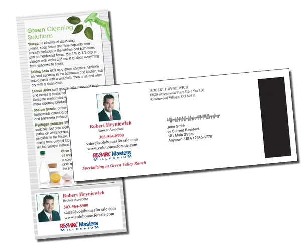 Green Cleaning Postcard Magnet promotional product with white and green design