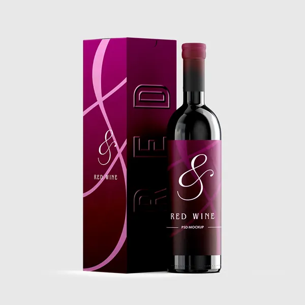 Wine Boxes Custom Packaging: Burgundy and Pink Gradient Design with Elegant Typography