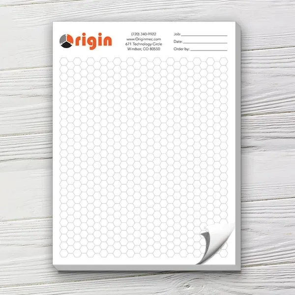 Custom Hex Pad, Grid Graph Paper Pad, 8.5" x 11" Small Hex Pattern 3