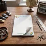 Custom 6 x 9 inch Connections Drivers Ed notepad on a desk with toy cars and a steering wheel