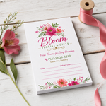 Custom 4.125 x 5.5 inch florist order pad with flower logo, phone, Order and Delivery Date lines, beside pink ribbon