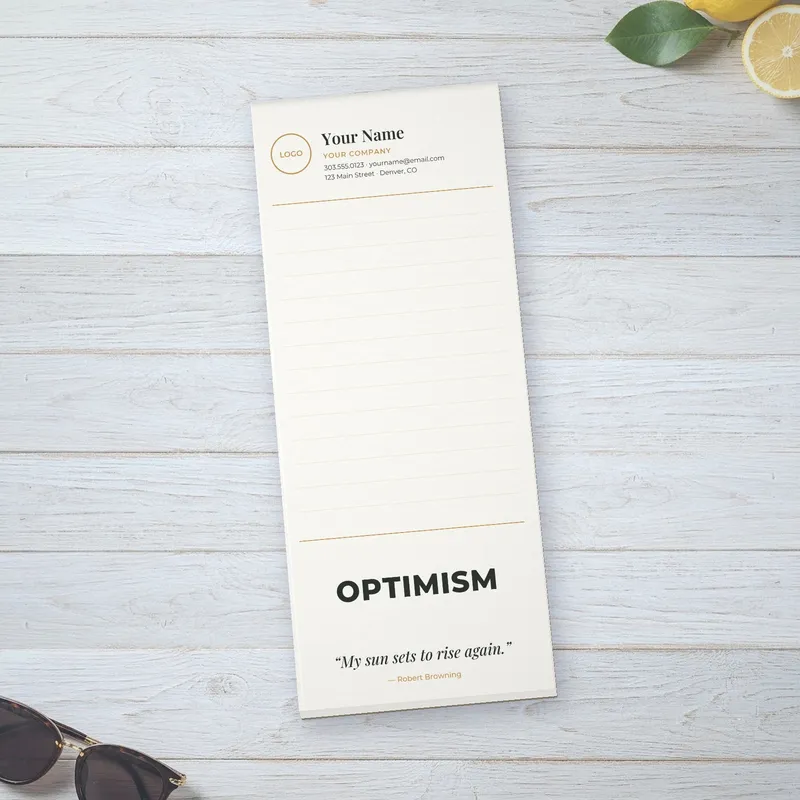 Inspirational Optimism notepad lifestyle