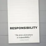 Inspirational Responsibility notepad close-up